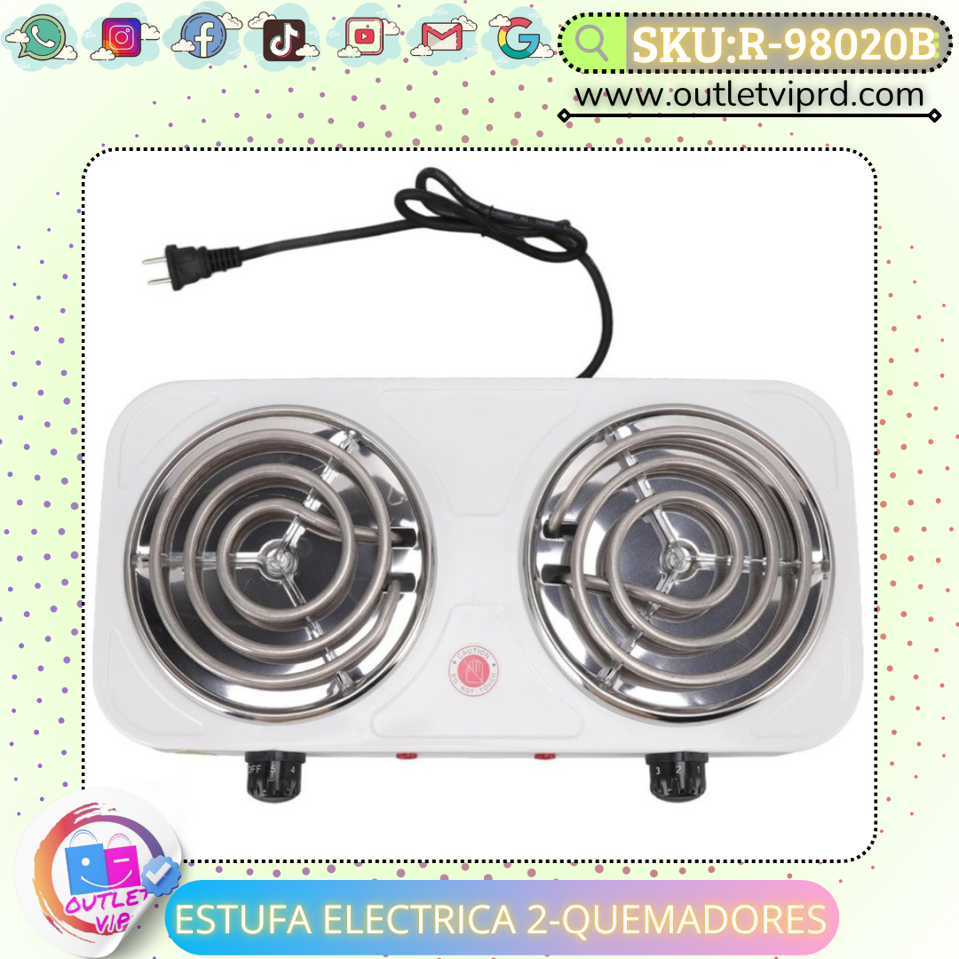 Estufa eléctrica 2 quemadores