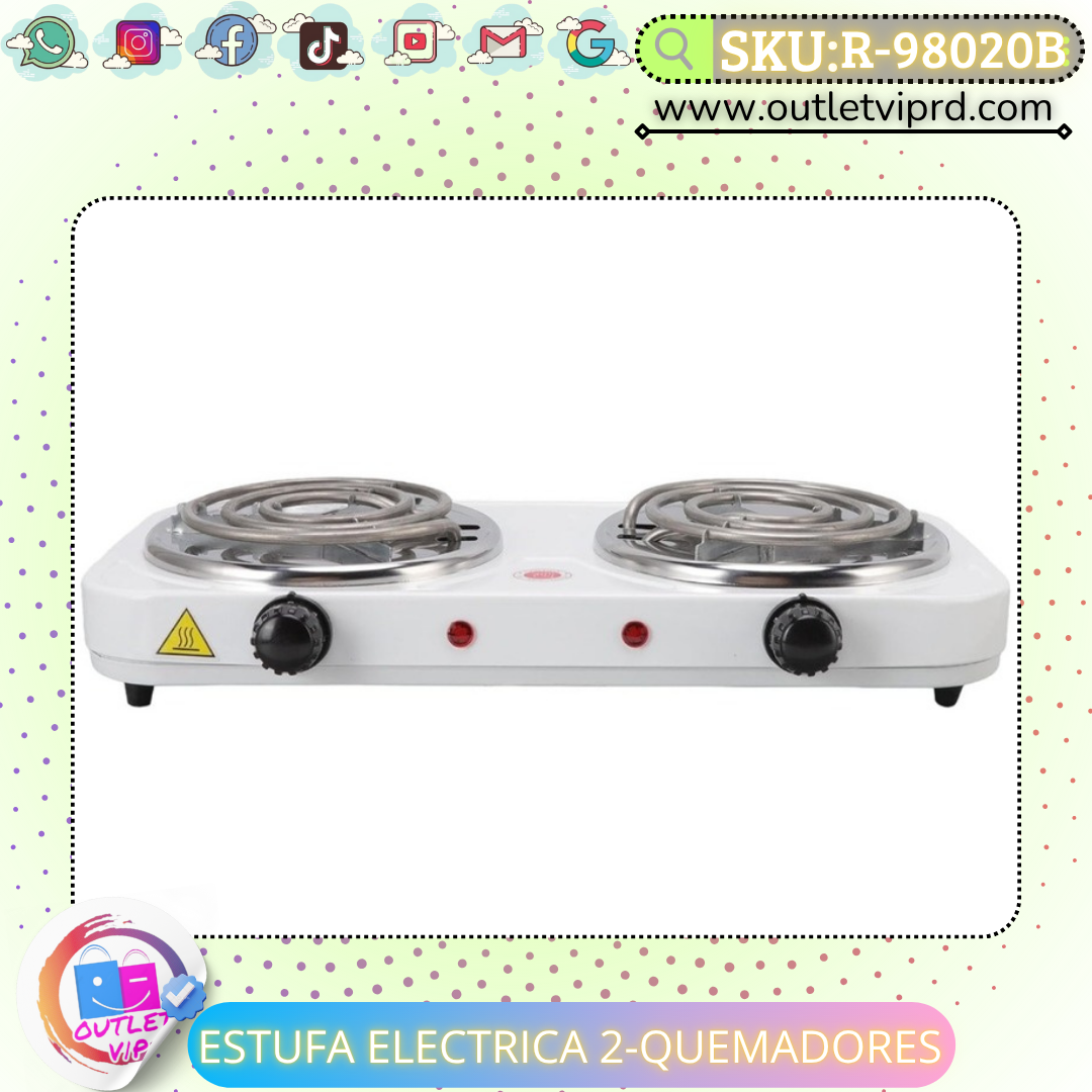 Estufa eléctrica 2 quemadores