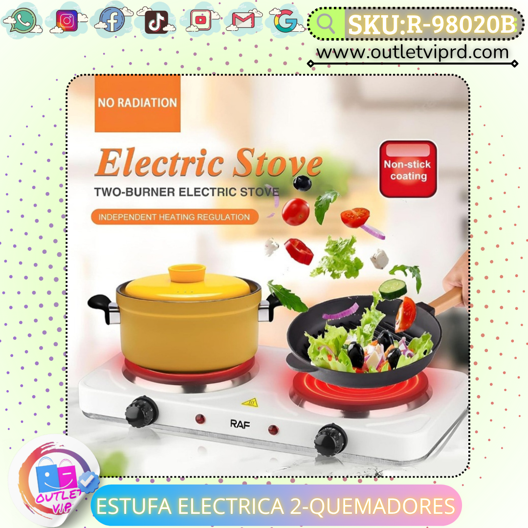 Estufa eléctrica 2 quemadores