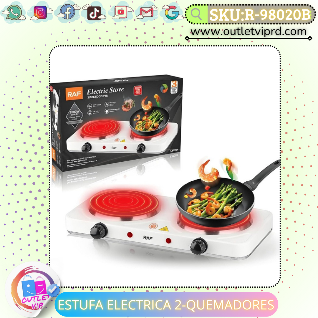 Estufa eléctrica 2 quemadores