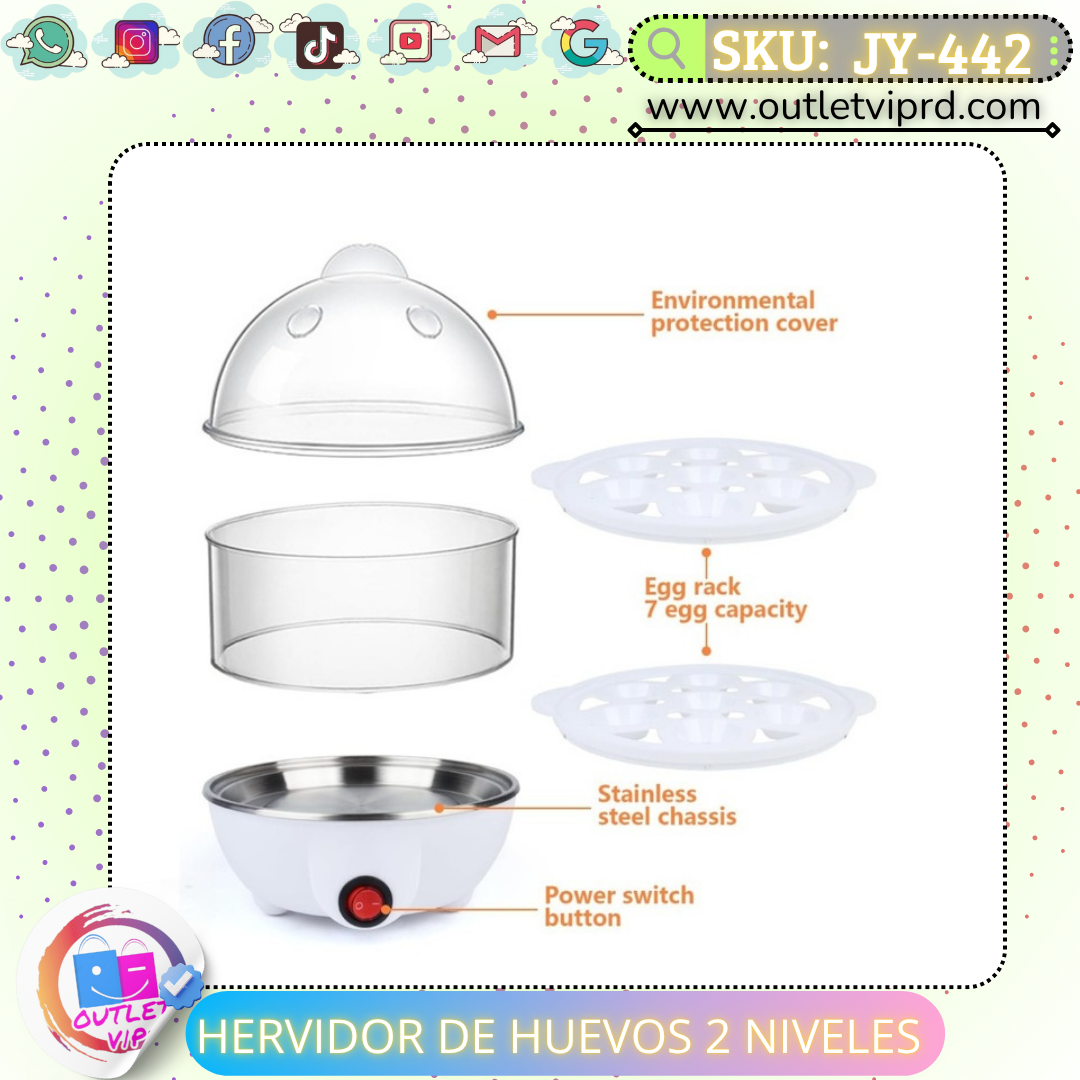 Hervidor de huevos eléctrico 2 niveles
