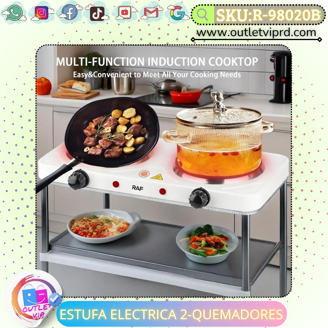 Estufa eléctrica 2 quemadores