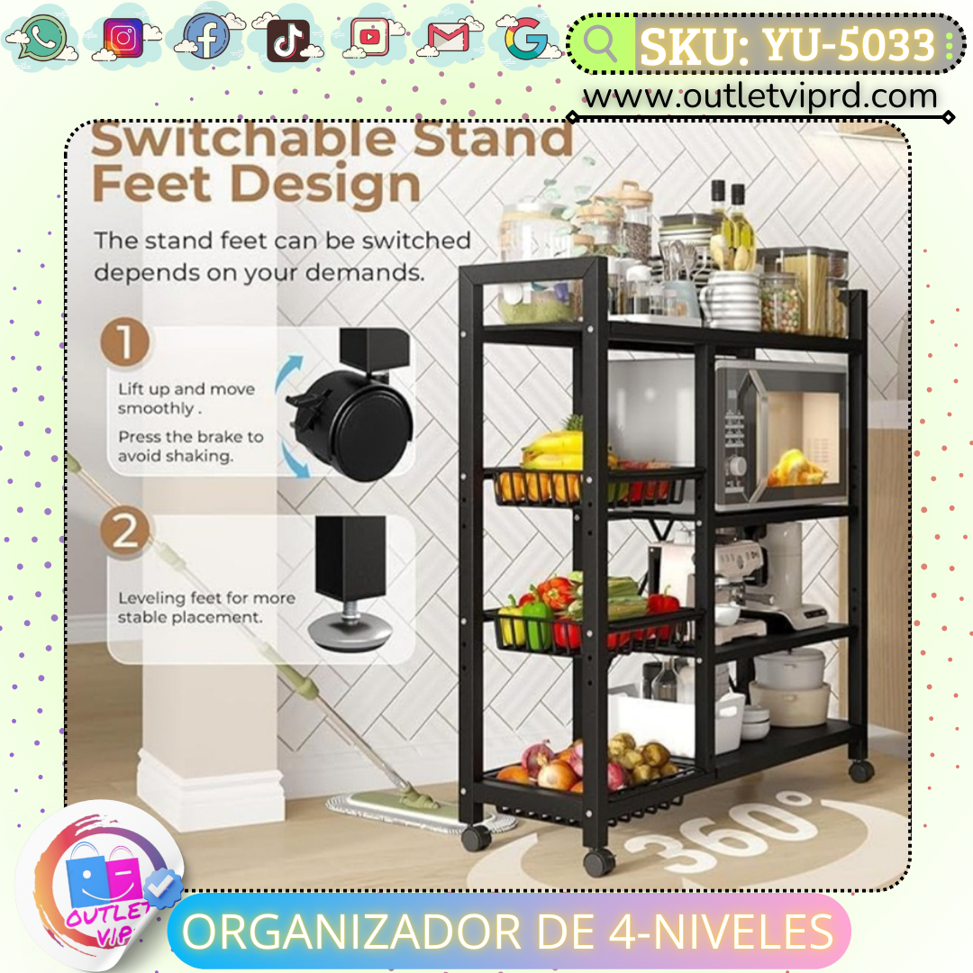 Organizador De 4 Niveles En Acero Inoxidable