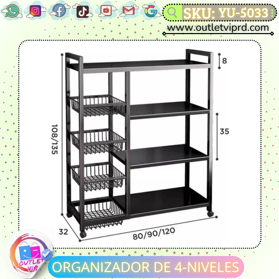 Organizador De 4 Niveles En Acero Inoxidable