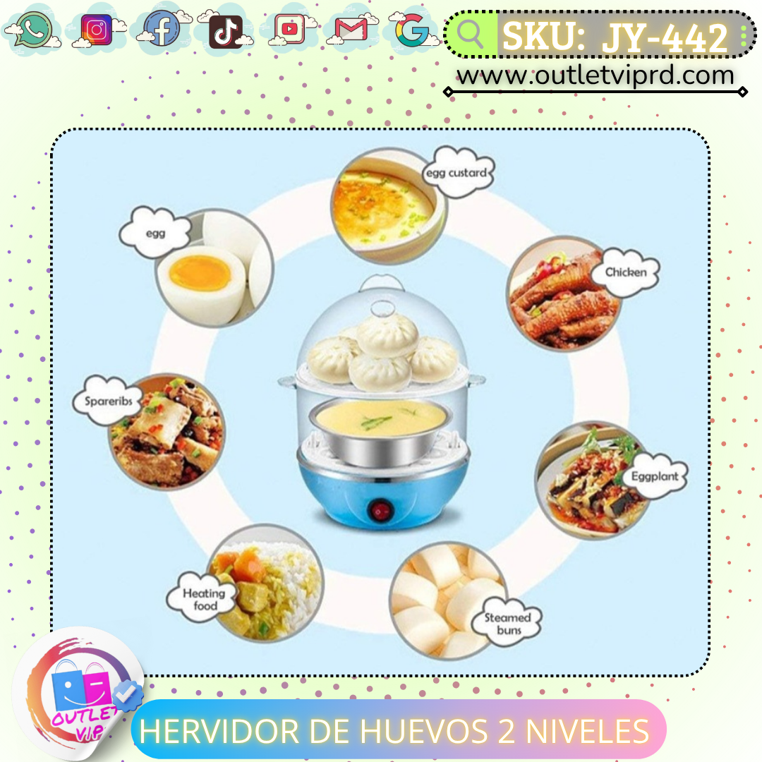 Hervidor de huevos eléctrico 2 niveles