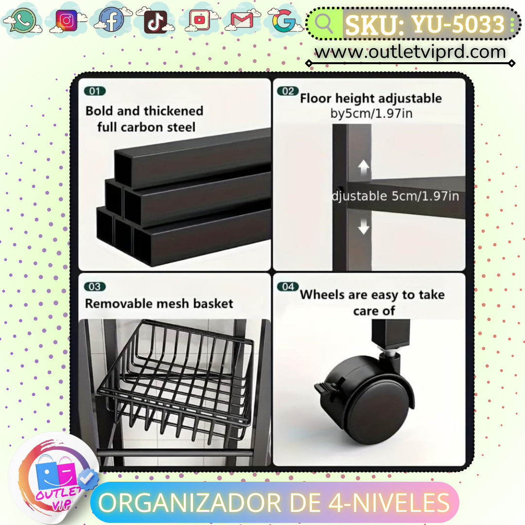 Organizador De 4 Niveles En Acero Inoxidable