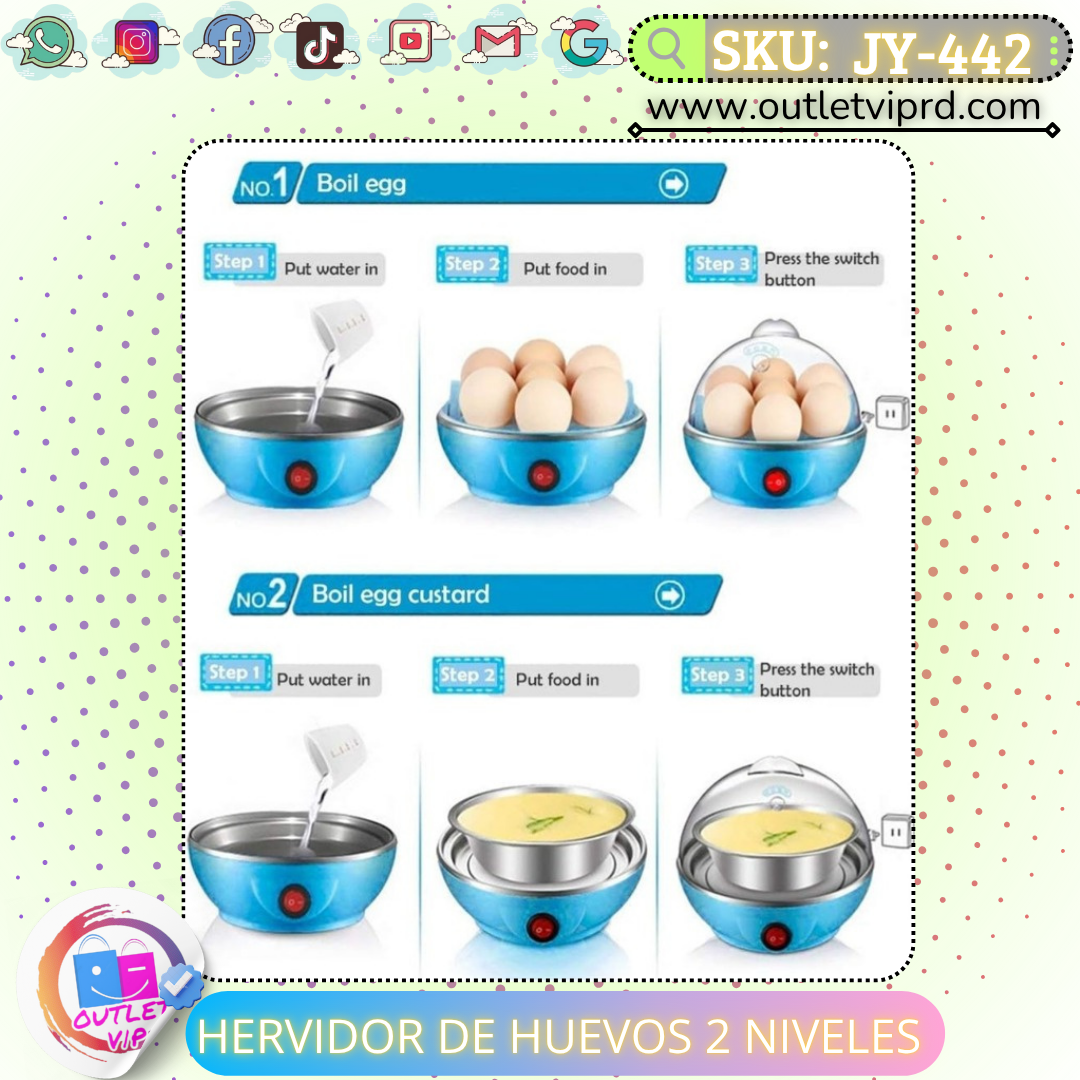 Hervidor de huevos eléctrico 2 niveles