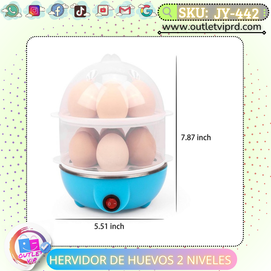Hervidor de huevos eléctrico 2 niveles
