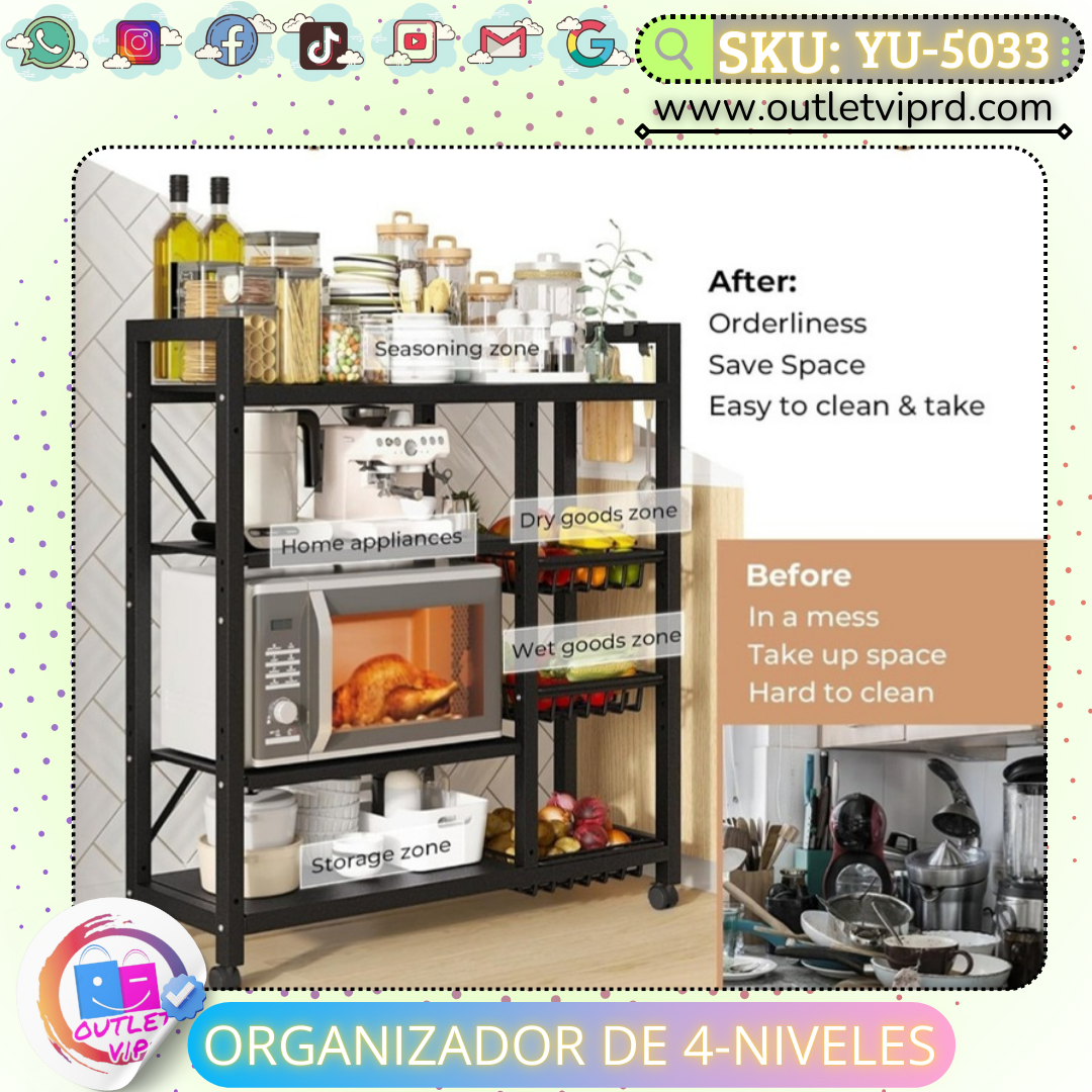 Organizador De 4 Niveles En Acero Inoxidable