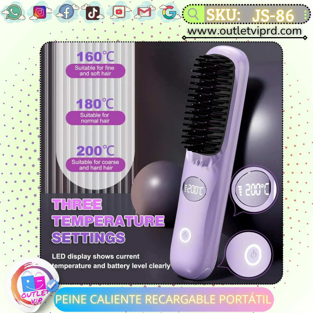 Peine caliente recargable portátil