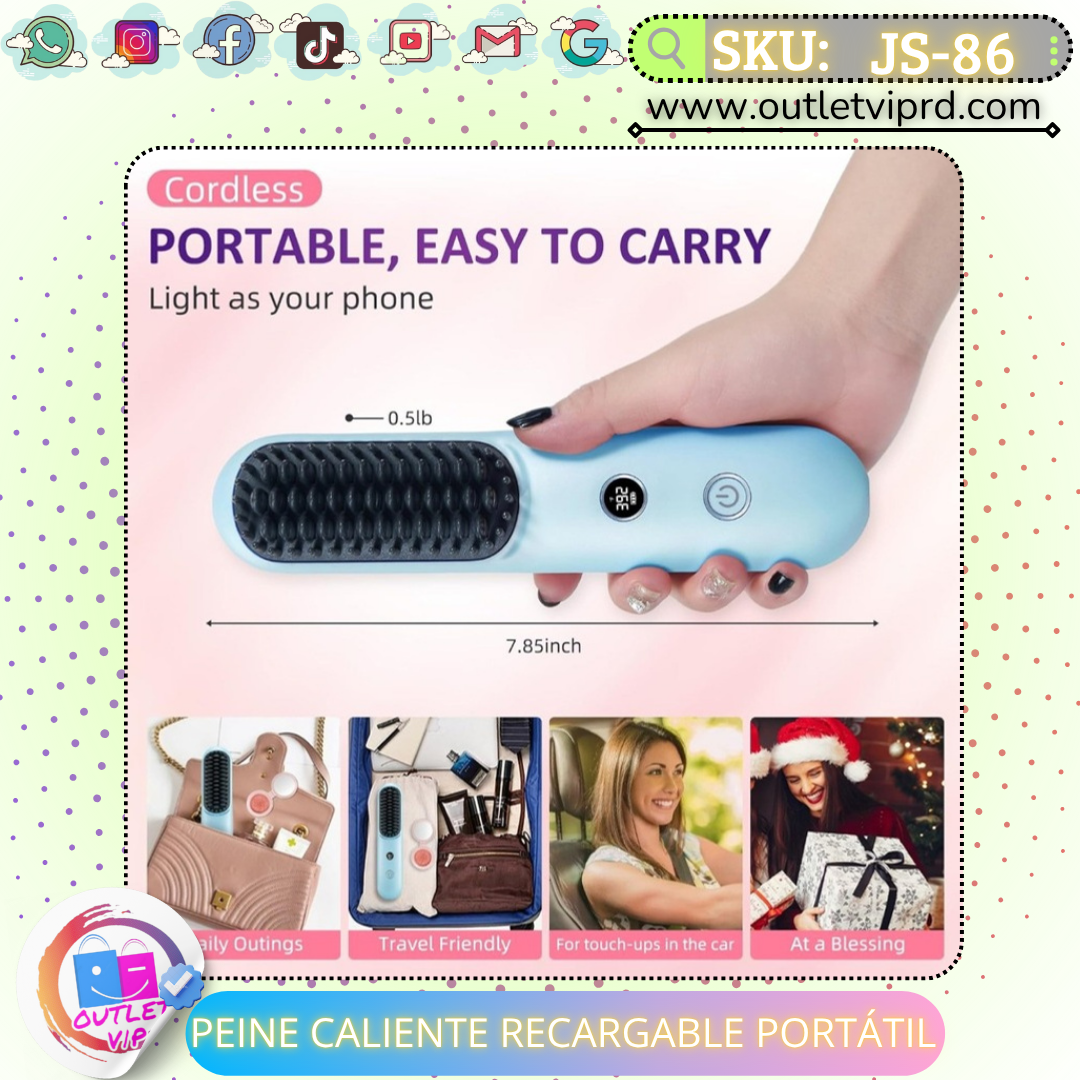 Peine caliente recargable portátil