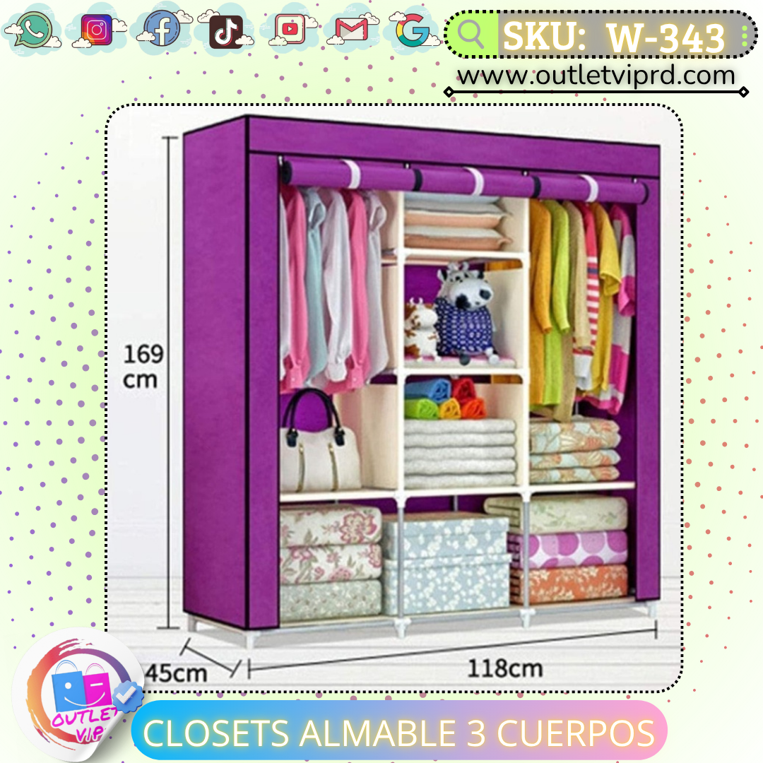 Clóset almable 3 cuerpo
