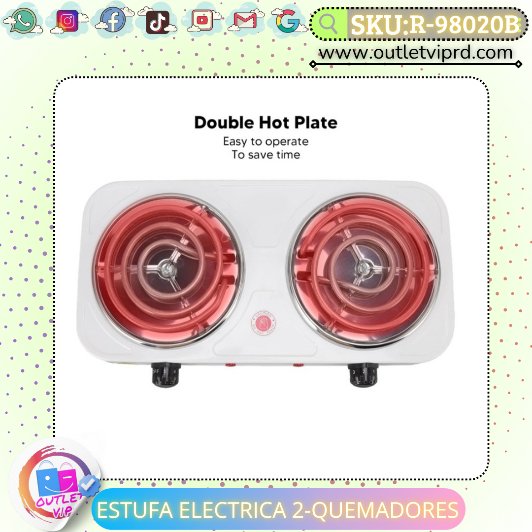 Estufa eléctrica 2 quemadores