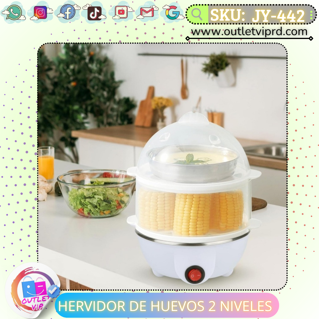 Hervidor de huevos eléctrico 2 niveles