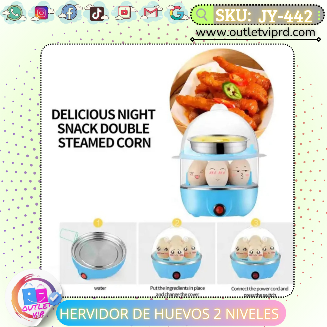 Hervidor de huevos eléctrico 2 niveles