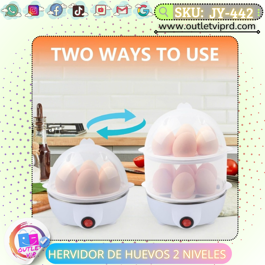 Hervidor de huevos eléctrico 2 niveles
