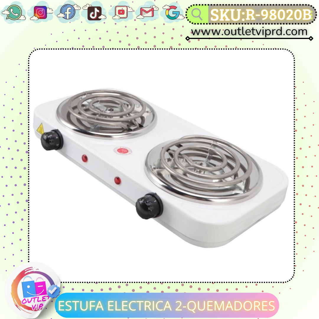 Estufa eléctrica 2 quemadores