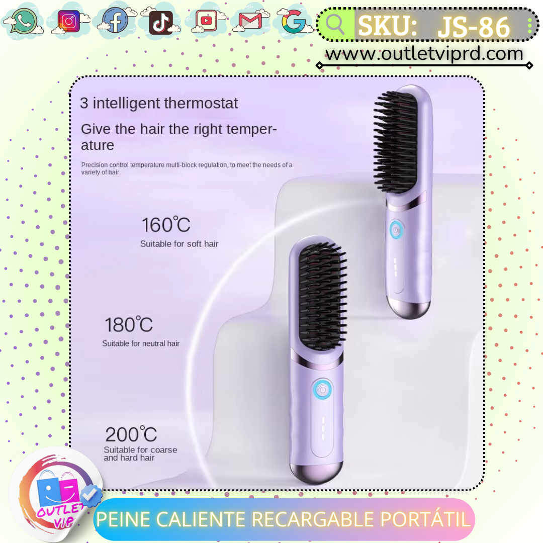 Peine caliente recargable portátil