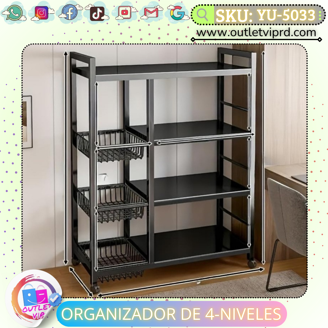 Organizador De 4 Niveles En Acero Inoxidable