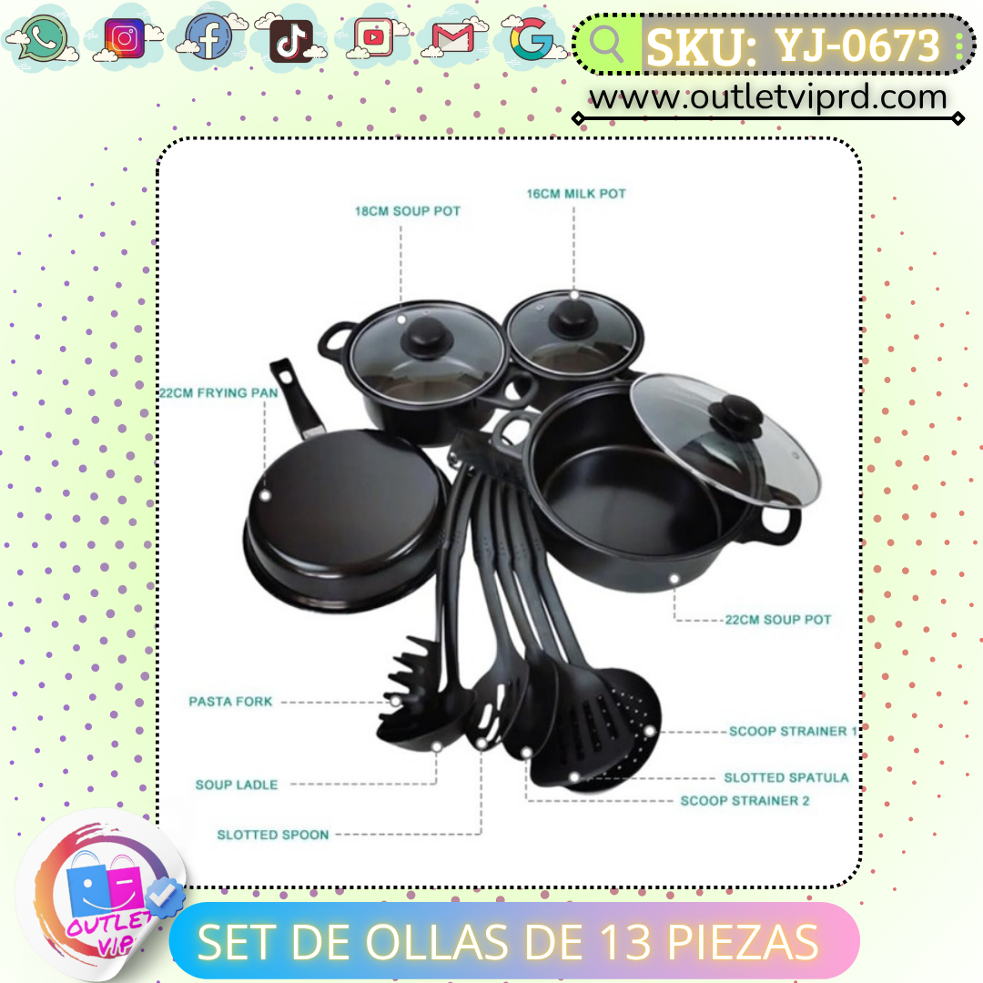 Set de ollas de 13 piezas