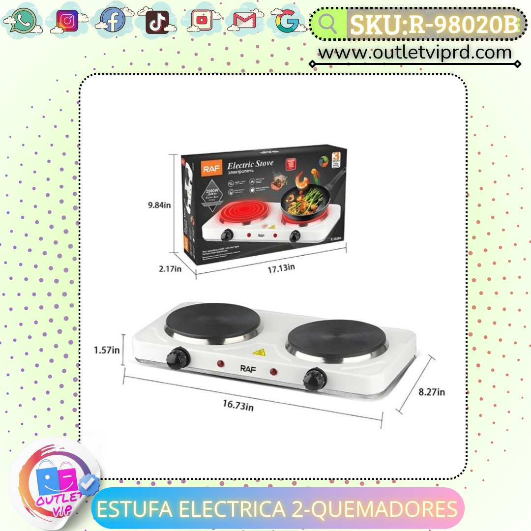Estufa eléctrica 2 quemadores