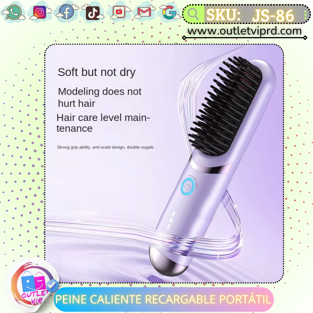 Peine caliente recargable portátil