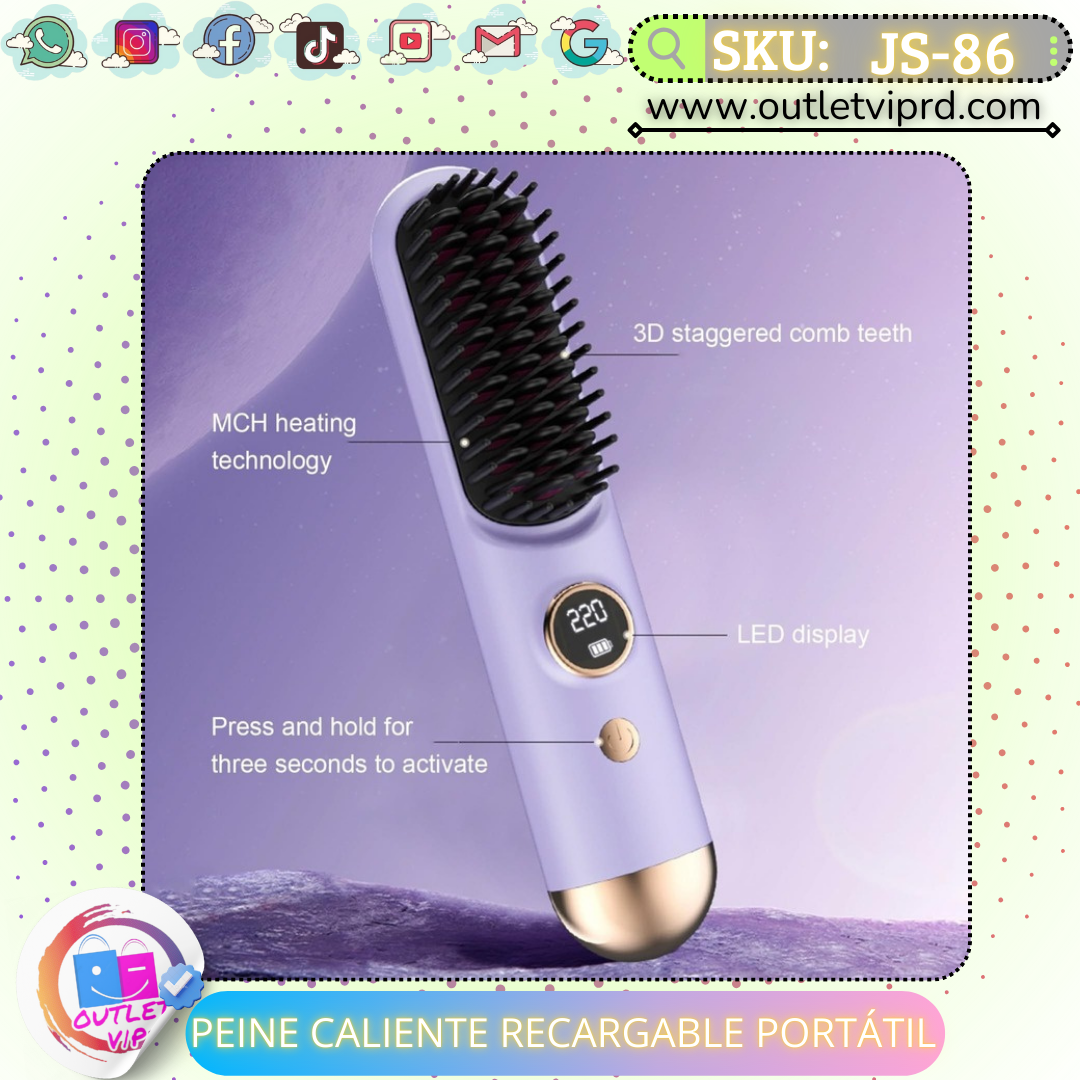 Peine caliente recargable portátil