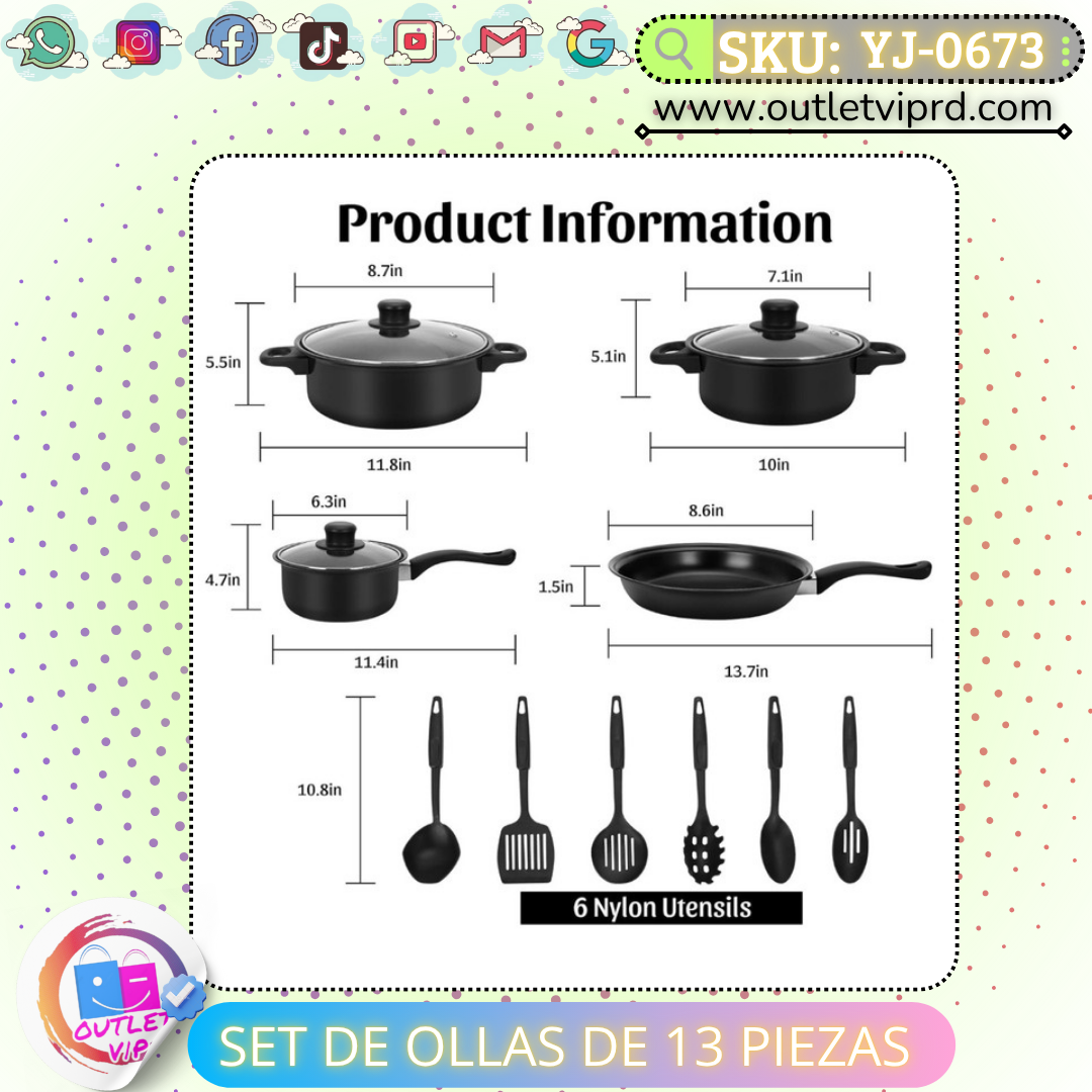 Set de ollas de 13 piezas