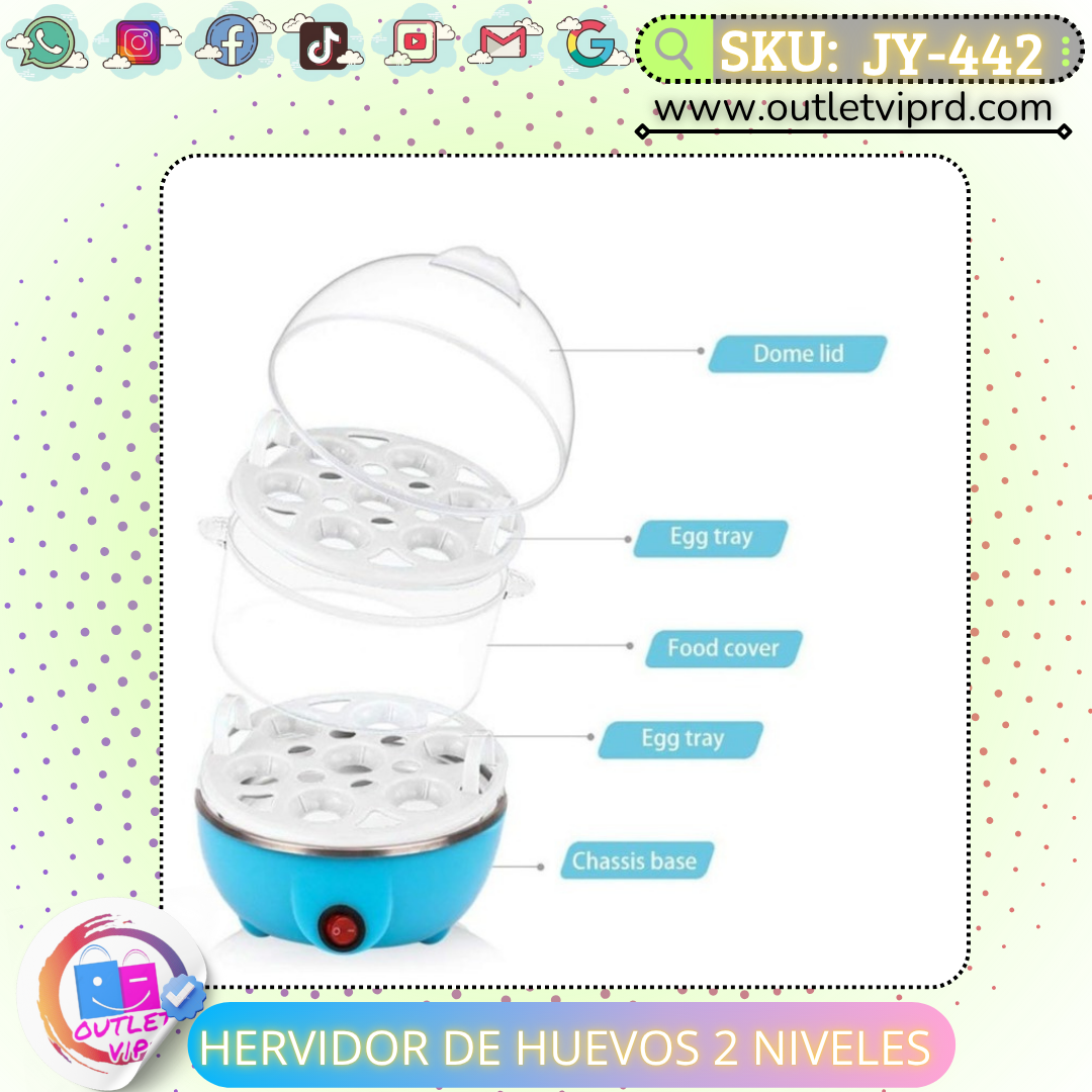 Hervidor de huevos eléctrico 2 niveles
