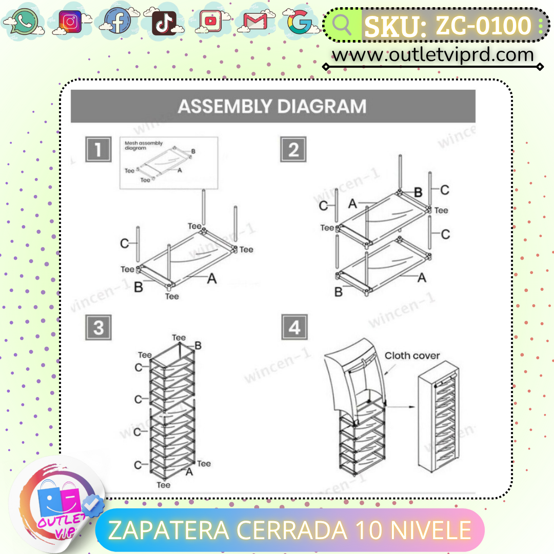 Zapatera cerrada 10 niveles