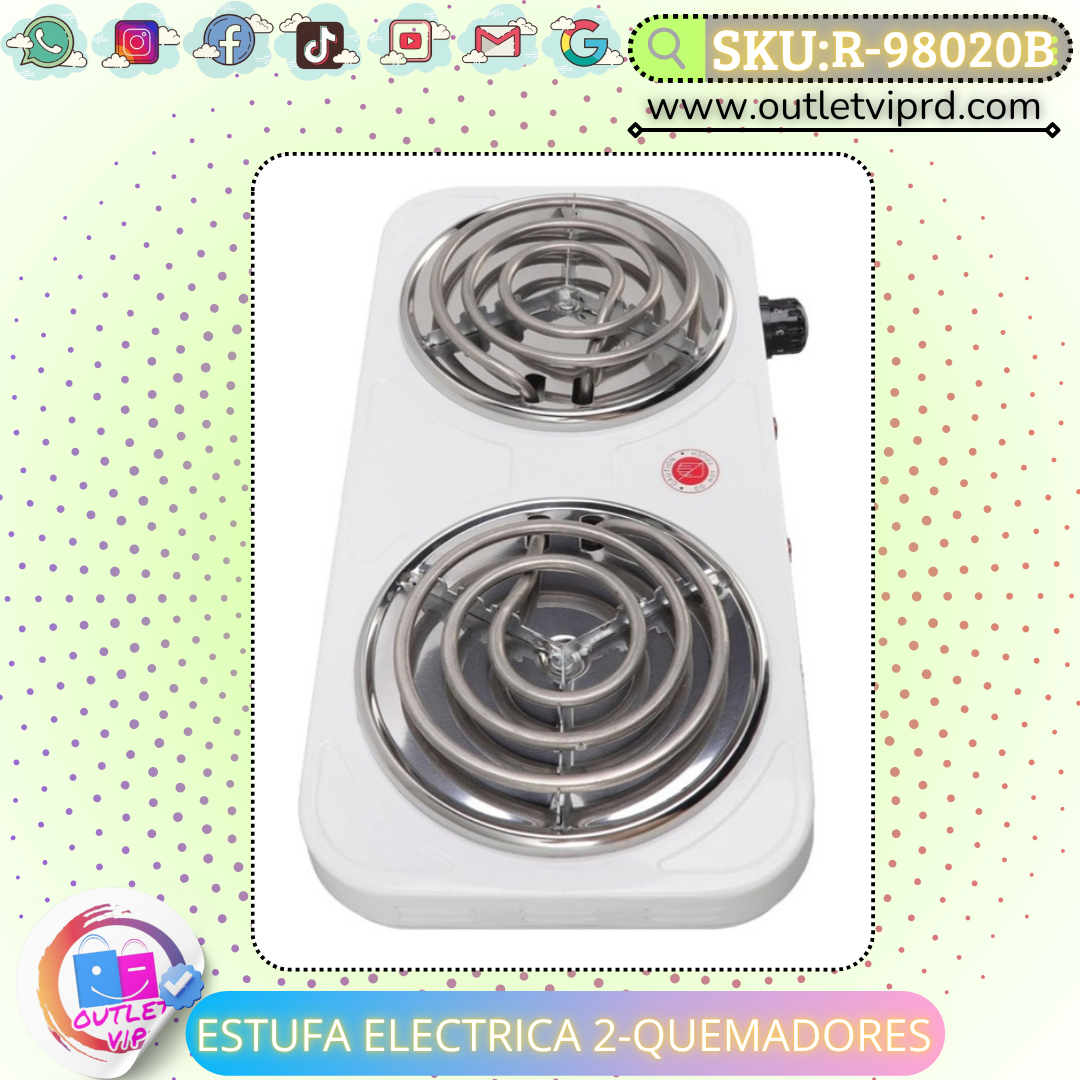 Estufa eléctrica 2 quemadores