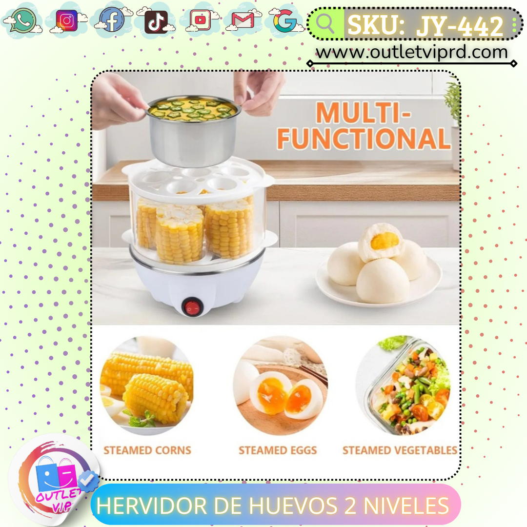 Hervidor de huevos eléctrico 2 niveles