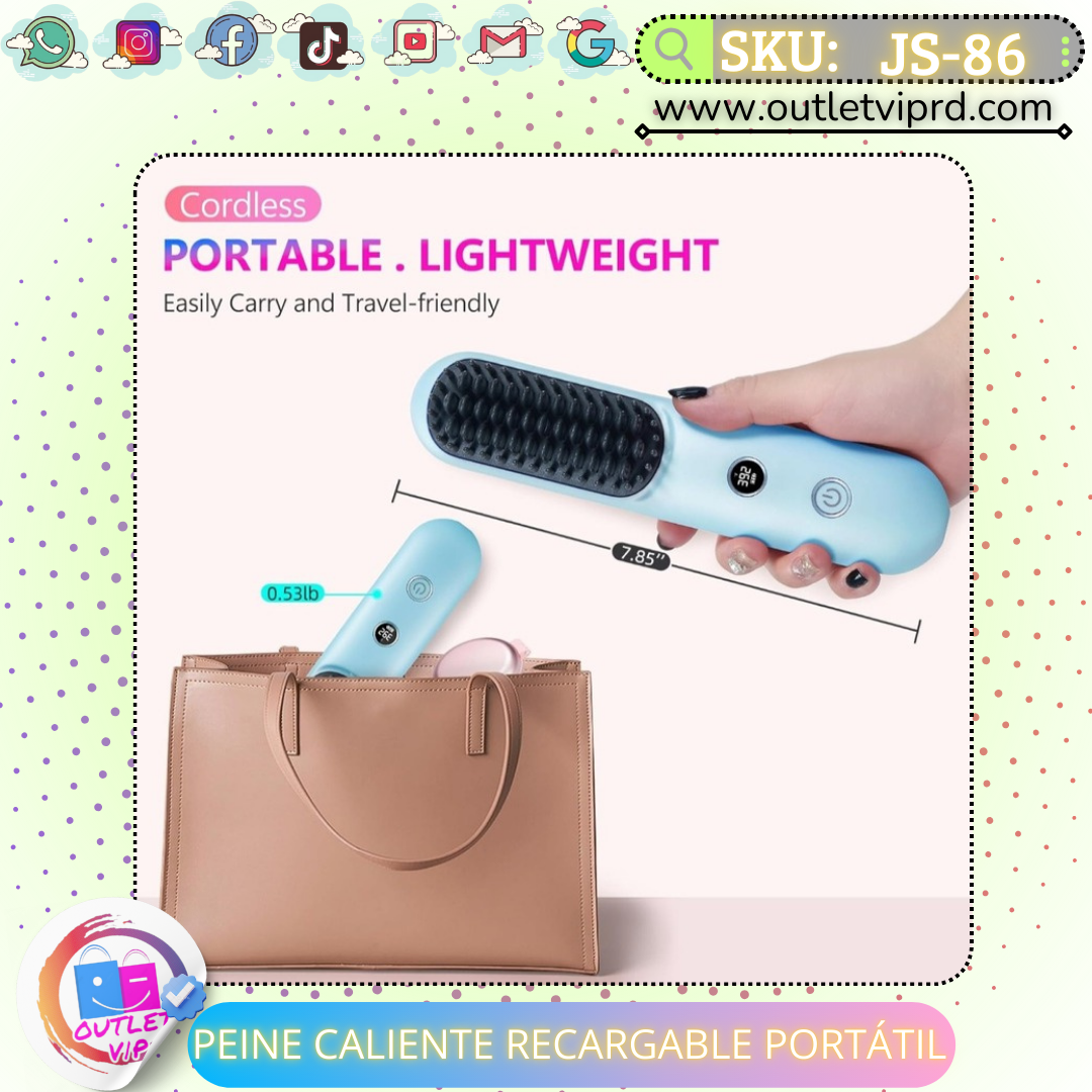 Peine caliente recargable portátil